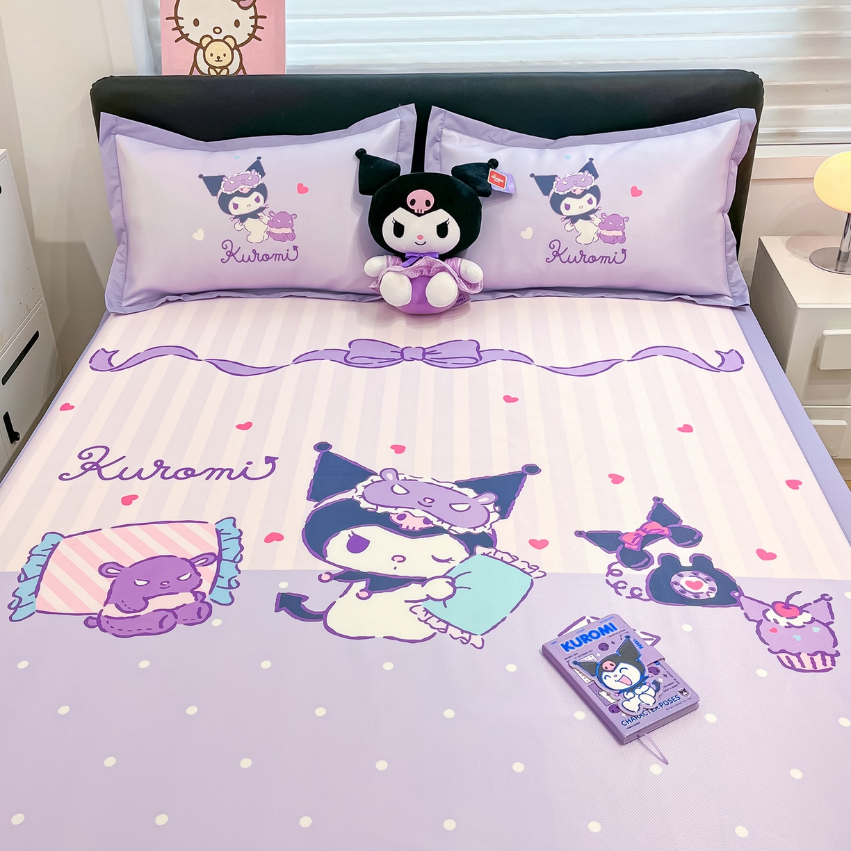 91家纺网 家纺一手货源 找家纺 暮思家居 2026新款正版授权A类大版数码印花三丽鸥1200D冰丝凉席可组合仿锦氨夏被 平铺款-甜蜜库洛米