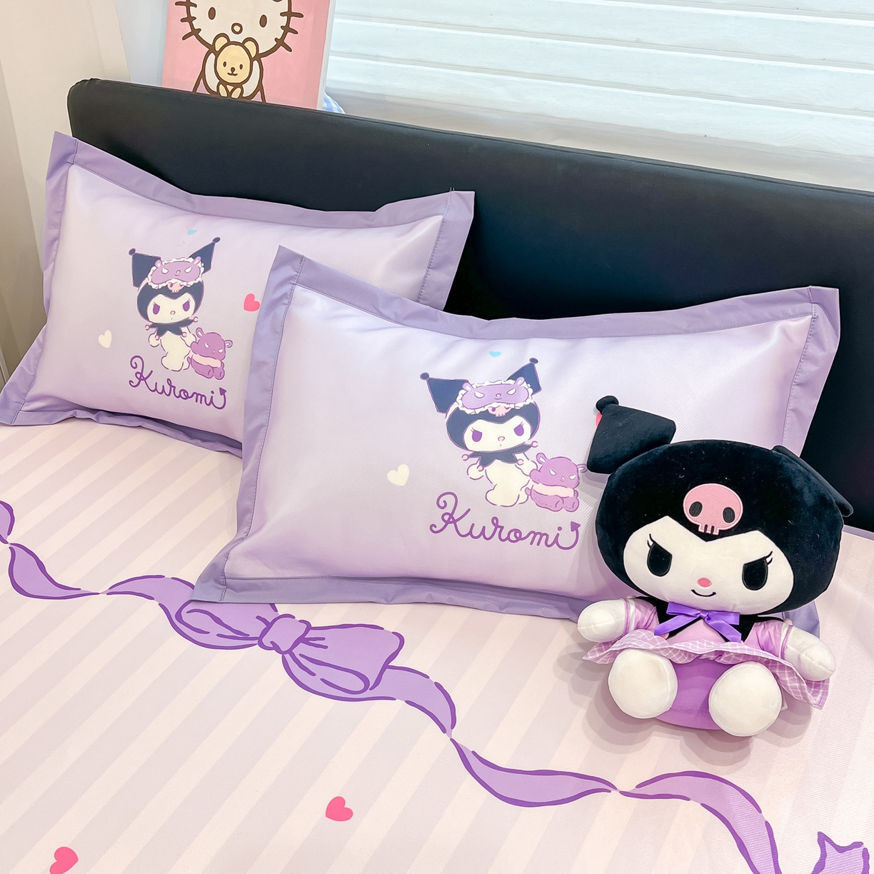 91家纺网 家纺一手货源 找家纺 暮思家居 2026新款正版授权A类大版数码印花三丽鸥1200D冰丝凉席可组合仿锦氨夏被 平铺款-甜蜜库洛米