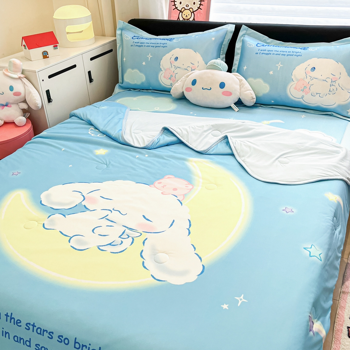 91家纺网 家纺一手货源 找家纺 暮思家居 2026新款正版授权A类大版数码印花三丽鸥1200D冰丝凉席可组合仿锦氨夏被 平铺款-晚安玉桂狗