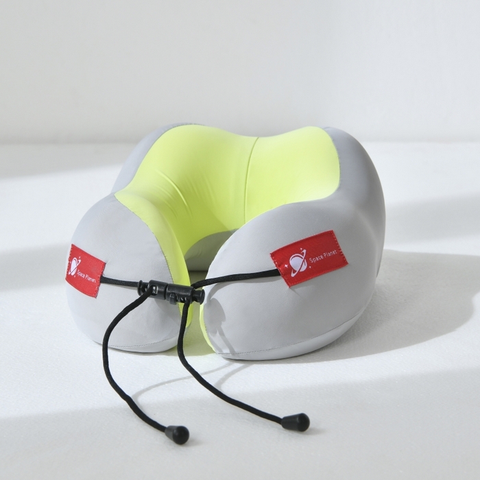 91家纺网 家纺一手货源 找家纺 土多多枕芯 2026新款凉感U型枕记忆枕便携冰丝护颈枕差旅护颈枕头午睡枕礼盒-双拼色系列 荧光绿灰双拼