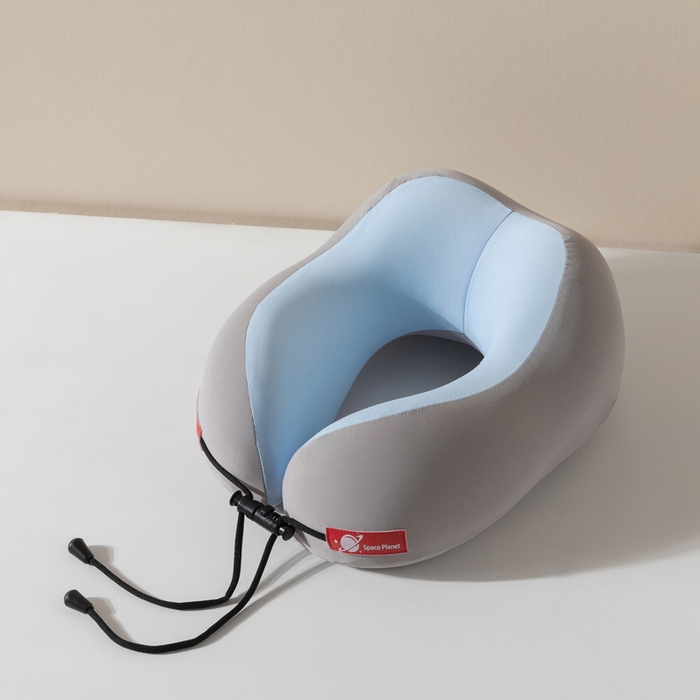 91家纺网 家纺一手货源 找家纺 土多多枕芯 2026新款凉感U型枕记忆枕便携冰丝护颈枕差旅护颈枕头午睡枕礼盒-双拼色系列 天空蓝灰双拼