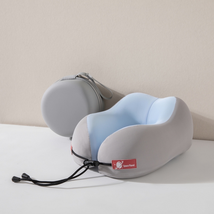 91家纺网 家纺一手货源 找家纺 土多多枕芯 2026新款凉感U型枕记忆枕便携冰丝护颈枕差旅护颈枕头午睡枕礼盒-双拼色系列 天空蓝灰双拼