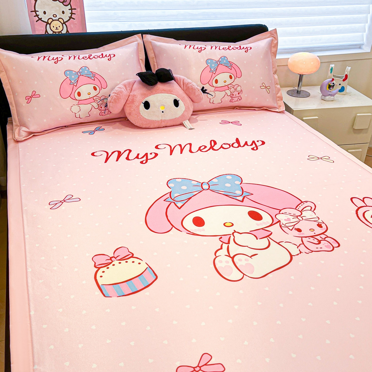 91家纺网 家纺一手货源 找家纺 暮思家居 2026新款正版授权A类大版数码印花三丽鸥1200D冰丝凉席可组合仿锦氨夏被 平铺款-小兔美乐蒂