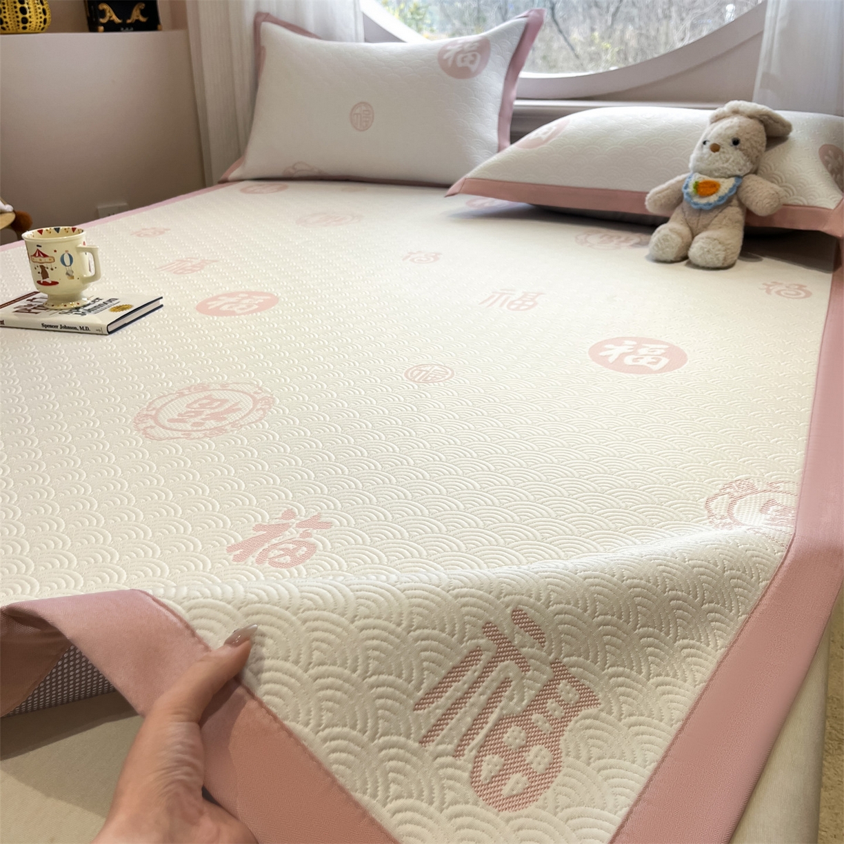 91家纺网 家纺一手货源 找家纺 天之澜家纺 2026新款PE凉豆豆凉席小红书热卖款A类冰豆豆凉席三件套可水洗豆豆凉席-床席款 福多多