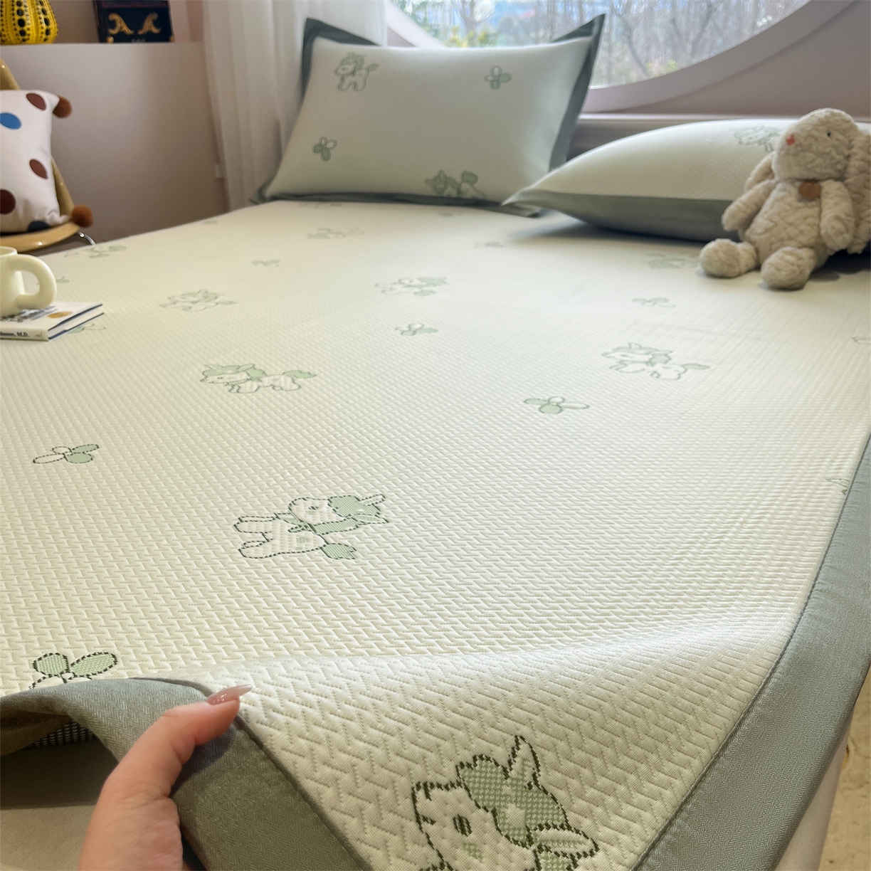 91家纺网 家纺一手货源 找家纺 （总）天之澜家纺 2026新款PE凉豆豆凉席小红书热卖款A类冰豆豆凉席三件套可水洗豆豆凉席-床席款