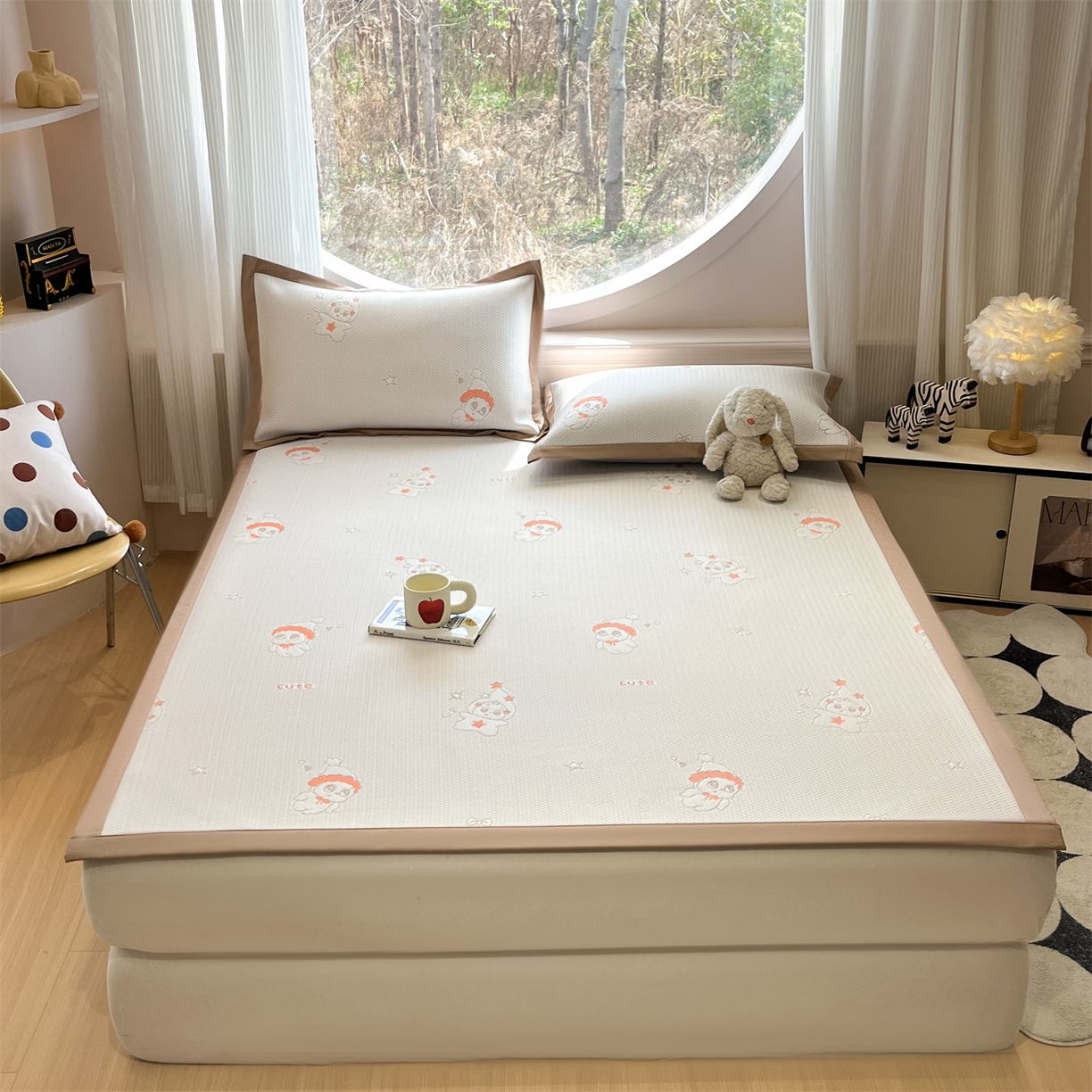 91家纺网 家纺一手货源 找家纺 天之澜家纺 2026新款PE凉豆豆凉席小红书热卖款A类冰豆豆凉席三件套可水洗豆豆凉席-床席款 星星人