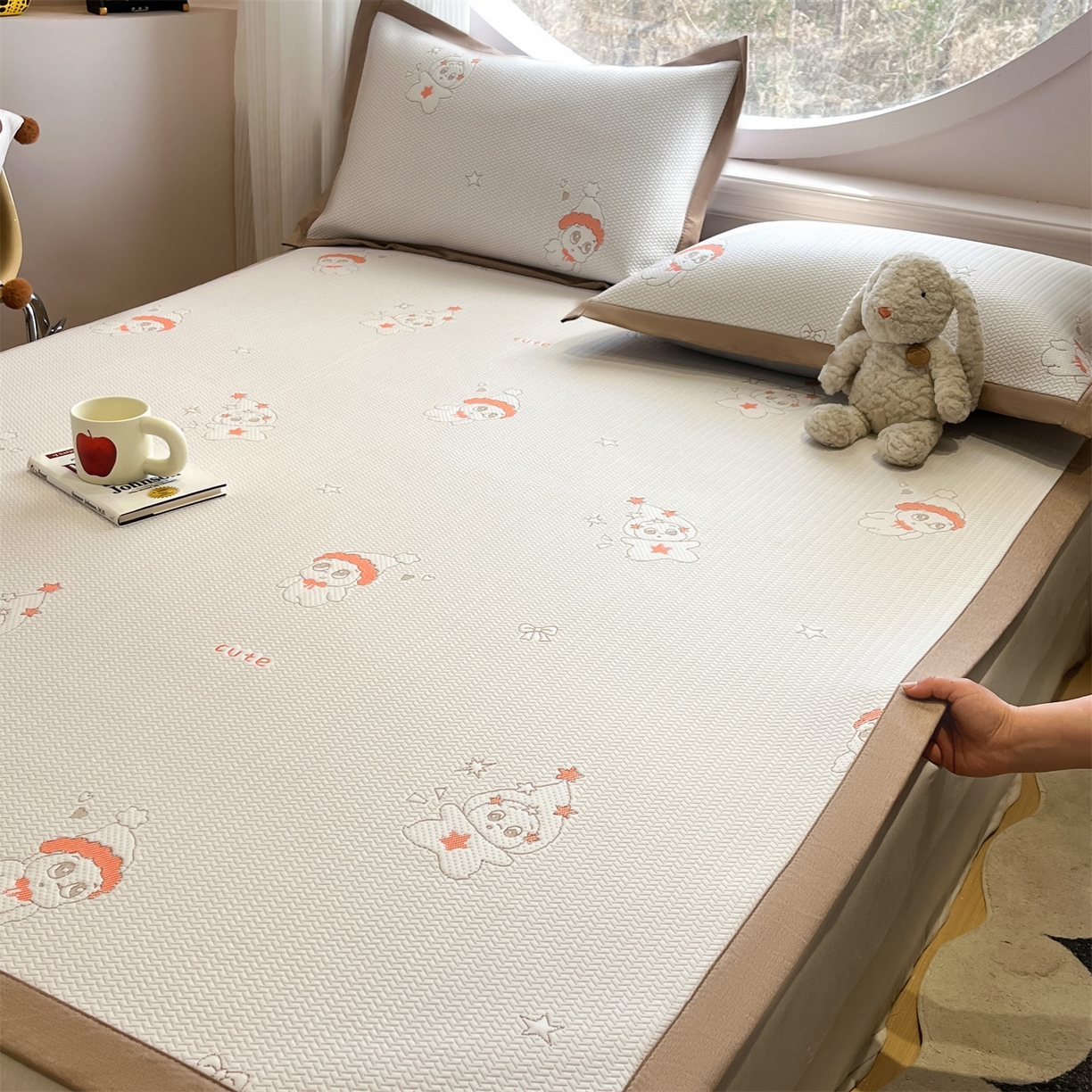 91家纺网 家纺一手货源 找家纺 天之澜家纺 2026新款PE凉豆豆凉席小红书热卖款A类冰豆豆凉席三件套可水洗豆豆凉席-床席款 星星人