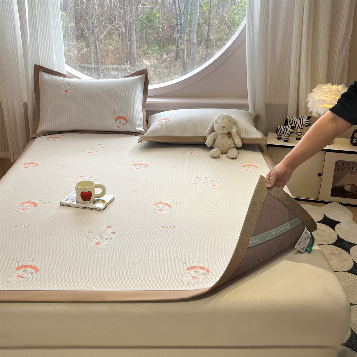 91家纺网 家纺一手货源 找家纺 天之澜家纺 2026新款PE凉豆豆凉席小红书热卖款A类冰豆豆凉席三件套可水洗豆豆凉席-床席款 星星人