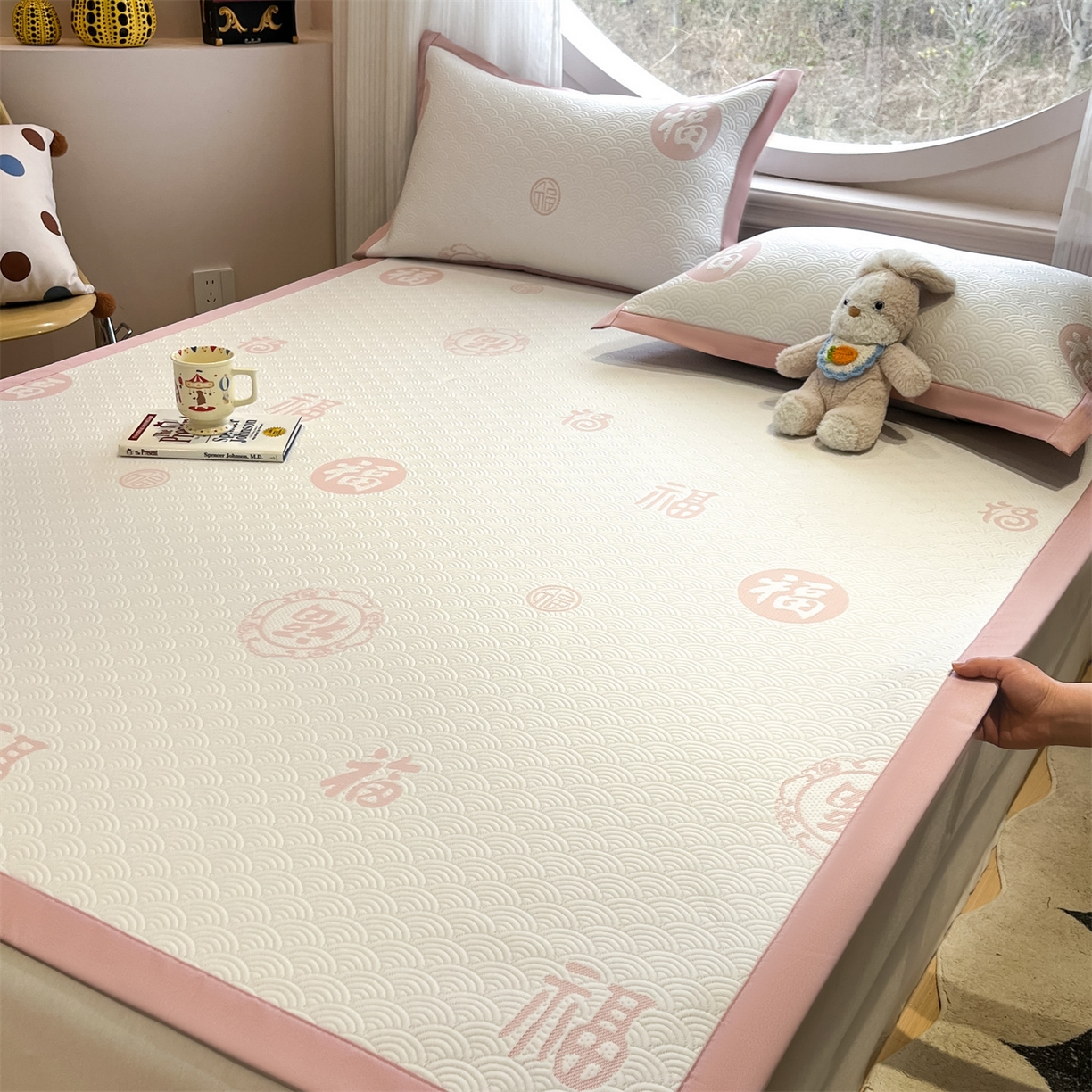 91家纺网 家纺一手货源 找家纺 天之澜家纺 2026新款PE凉豆豆凉席小红书热卖款A类冰豆豆凉席三件套可水洗豆豆凉席-床席款 福多多