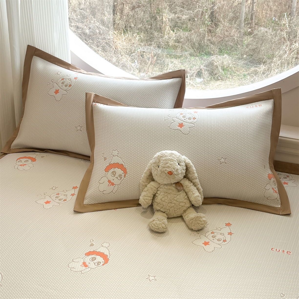 91家纺网 家纺一手货源 找家纺 天之澜家纺 2026新款PE凉豆豆凉席小红书热卖款A类冰豆豆凉席三件套可水洗豆豆凉席-床席款 星星人