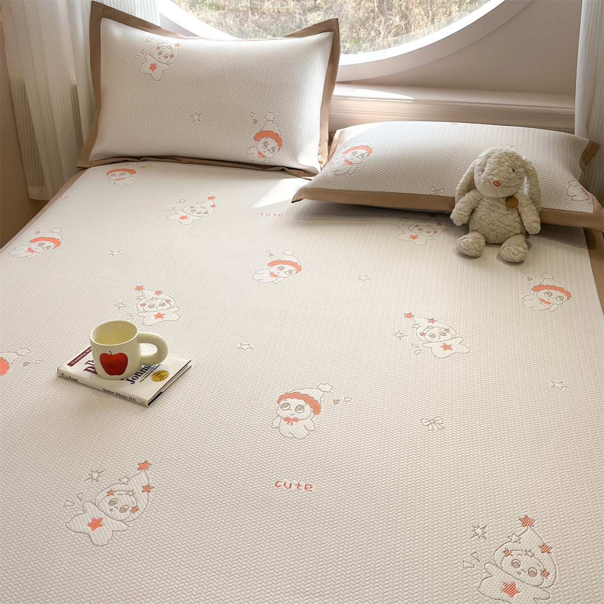 91家纺网 家纺一手货源 找家纺 天之澜家纺 2026新款PE凉豆豆凉席小红书热卖款A类冰豆豆凉席三件套可水洗豆豆凉席-床席款 星星人