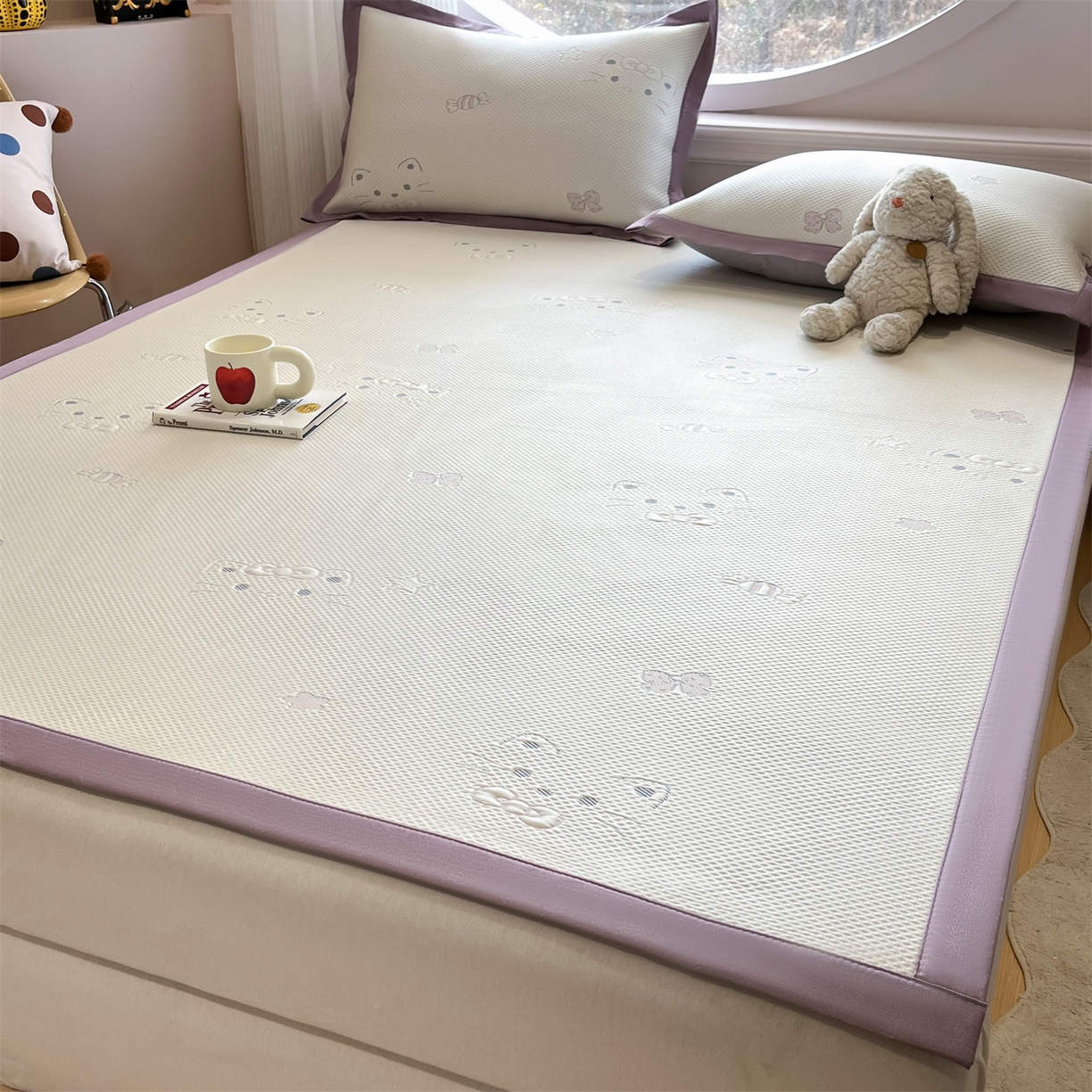 91家纺网 家纺一手货源 找家纺 天之澜家纺 2026新款PE凉豆豆凉席小红书热卖款A类冰豆豆凉席三件套可水洗豆豆凉席-床席款 小喵喵