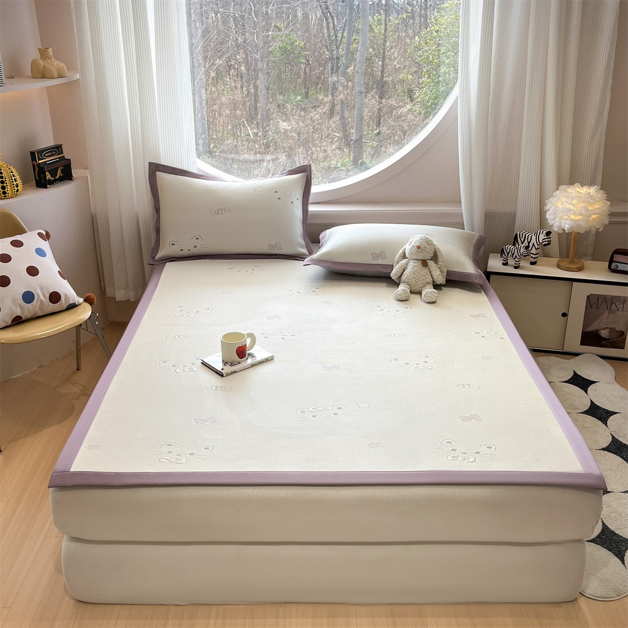 91家纺网 家纺一手货源 找家纺 天之澜家纺 2026新款PE凉豆豆凉席小红书热卖款A类冰豆豆凉席三件套可水洗豆豆凉席-床席款 小喵喵