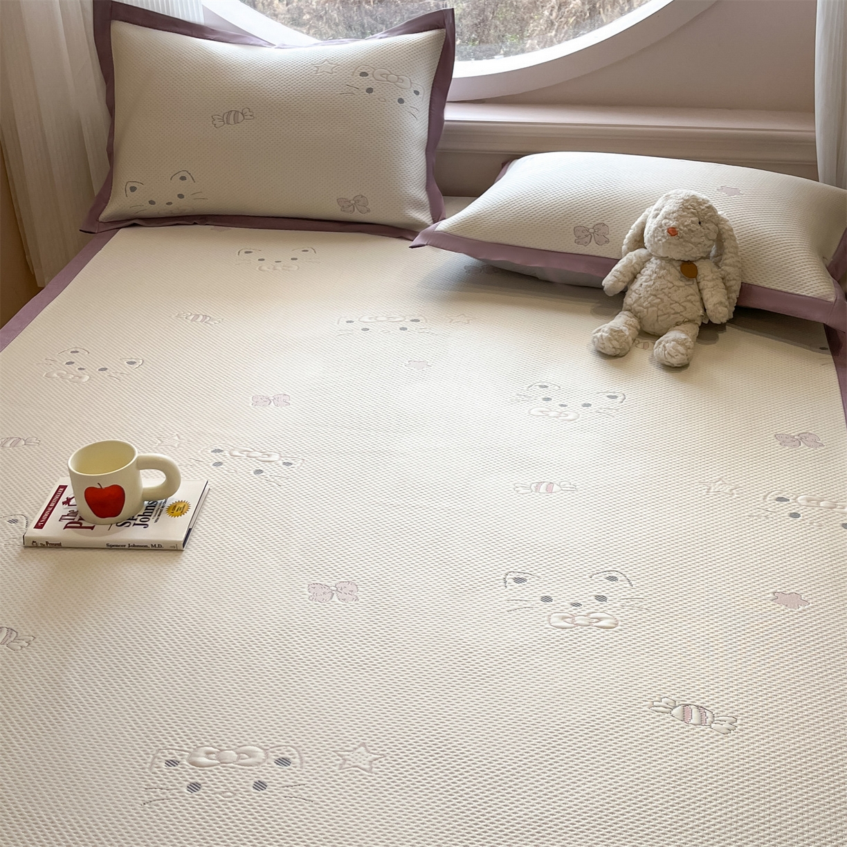 91家纺网 家纺一手货源 找家纺 天之澜家纺 2026新款PE凉豆豆凉席小红书热卖款A类冰豆豆凉席三件套可水洗豆豆凉席-床席款 小喵喵