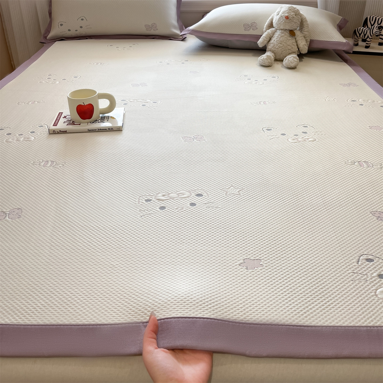 91家纺网 家纺一手货源 找家纺 天之澜家纺 2026新款PE凉豆豆凉席小红书热卖款A类冰豆豆凉席三件套可水洗豆豆凉席-床席款 小喵喵