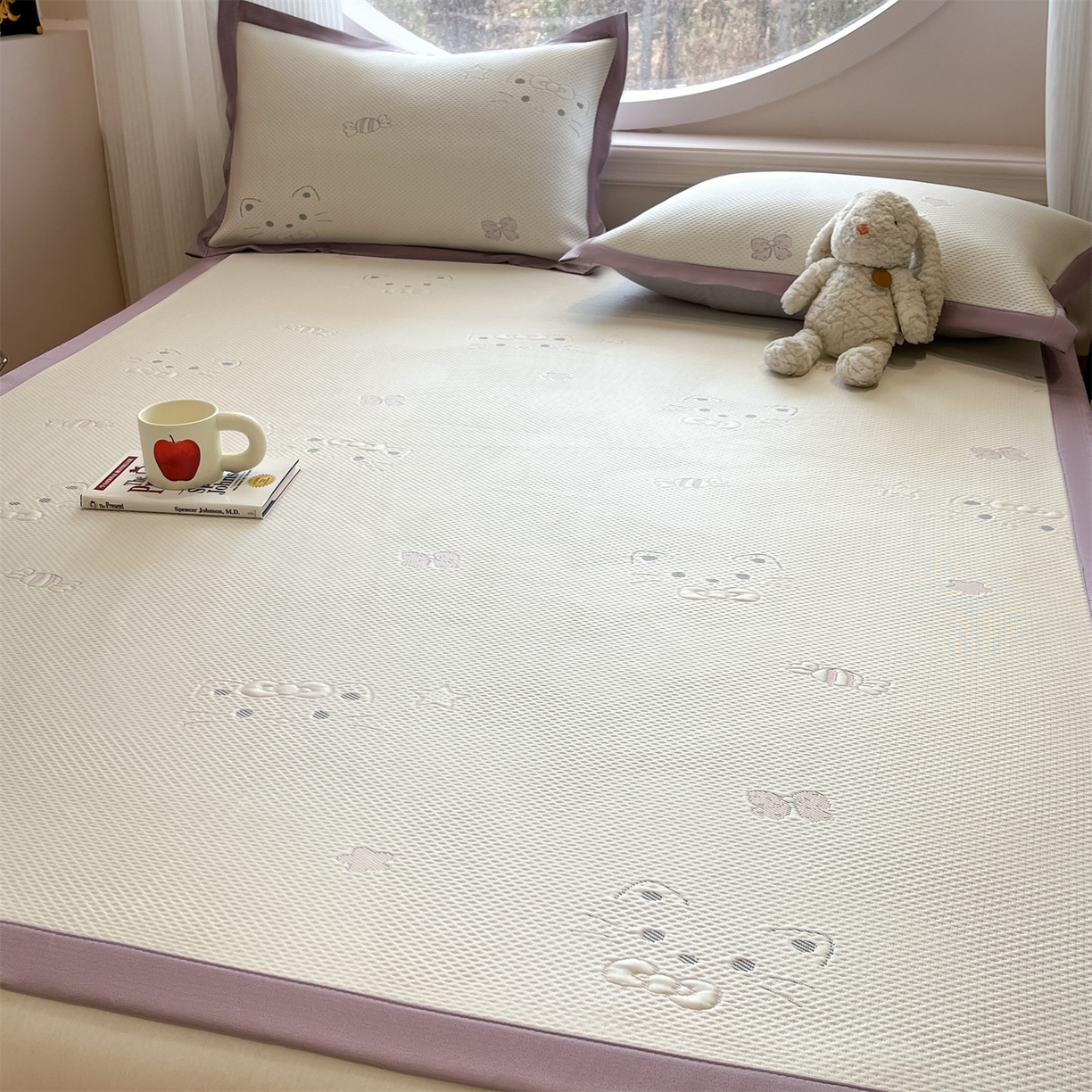 91家纺网 家纺一手货源 找家纺 天之澜家纺 2026新款PE凉豆豆凉席小红书热卖款A类冰豆豆凉席三件套可水洗豆豆凉席-床席款 小喵喵