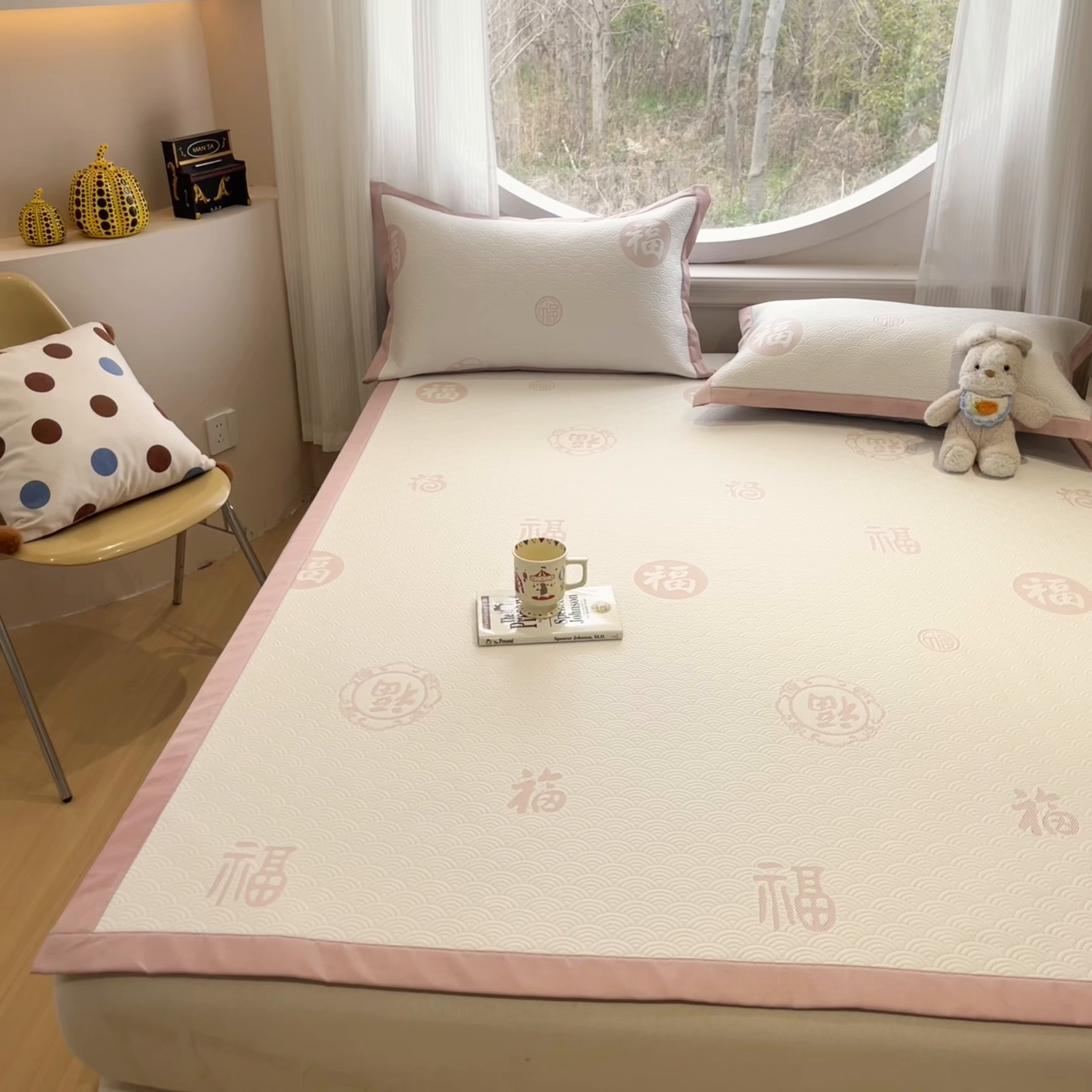 91家纺网 家纺一手货源 找家纺 天之澜家纺 2026新款PE凉豆豆凉席小红书热卖款A类冰豆豆凉席三件套可水洗豆豆凉席-床席款 福多多