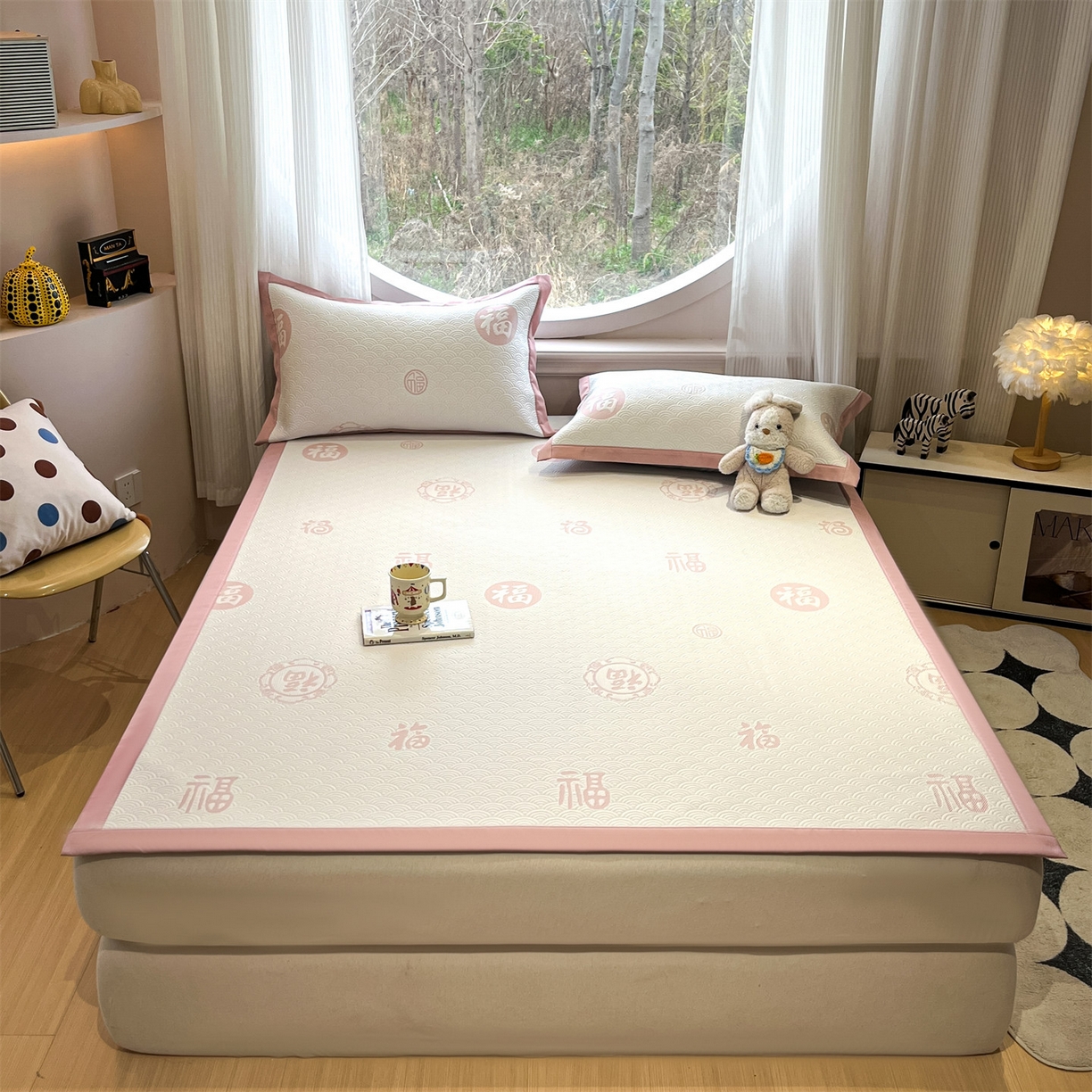 91家纺网 家纺一手货源 找家纺 天之澜家纺 2026新款PE凉豆豆凉席小红书热卖款A类冰豆豆凉席三件套可水洗豆豆凉席-床席款 福多多