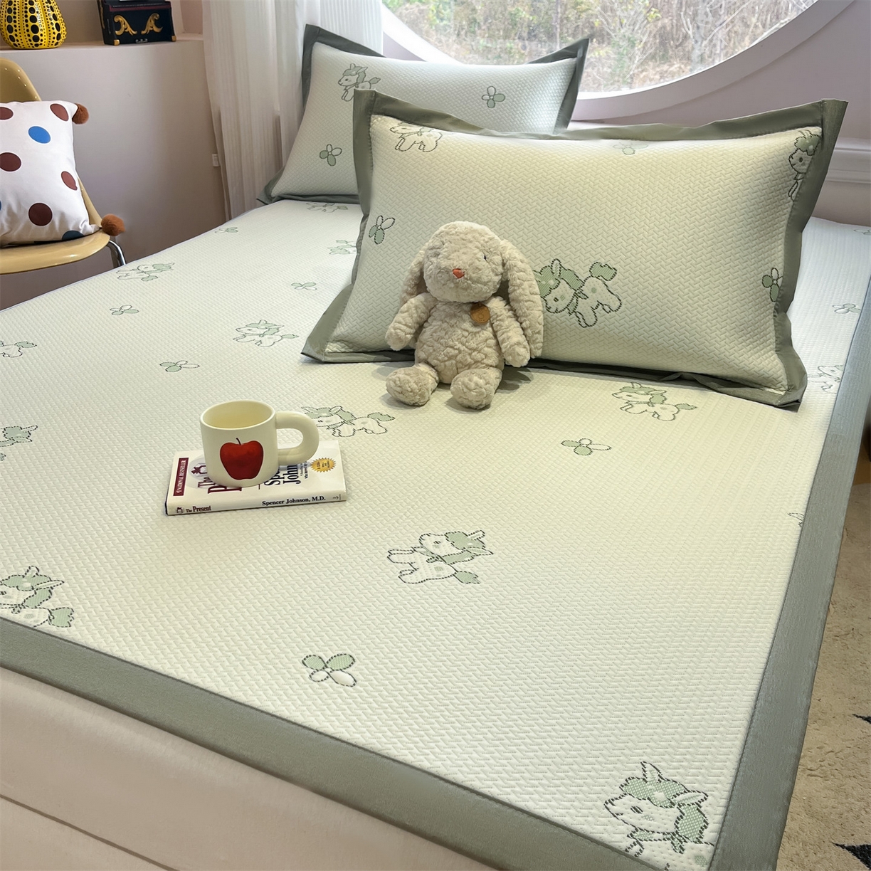 91家纺网 家纺一手货源 找家纺 天之澜家纺 2026新款PE凉豆豆凉席小红书热卖款A类冰豆豆凉席三件套可水洗豆豆凉席-床席款 幸运小马