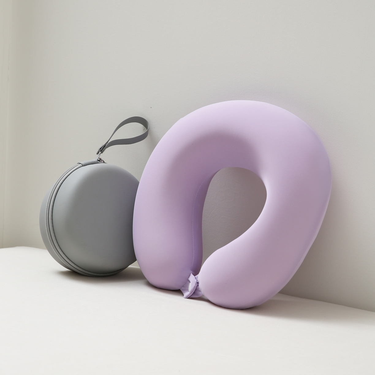 土多多枕芯 2026新款凉感冰丝记忆棉U型护颈枕差旅便携护颈枕头枕芯-纯色系列 纯色丁香紫