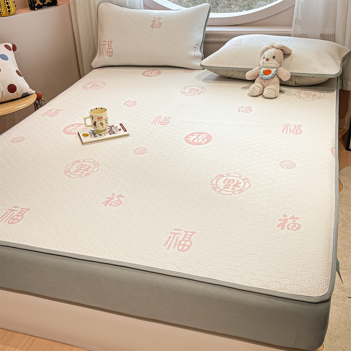 91家纺网 家纺一手货源 找家纺 天之澜家纺 2026新款PE凉豆豆凉席小红书热卖款A类冰豆豆凉席三件套可水洗豆豆凉席-床笠款 福多多