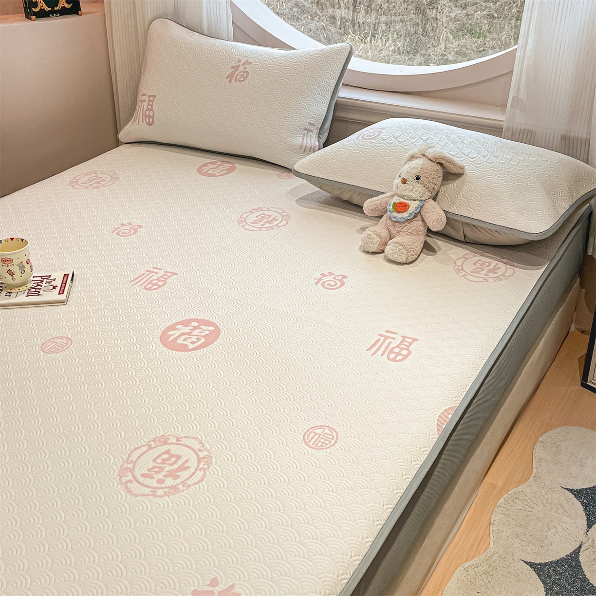 91家纺网 家纺一手货源 找家纺 天之澜家纺 2026新款PE凉豆豆凉席小红书热卖款A类冰豆豆凉席三件套可水洗豆豆凉席-床笠款 福多多