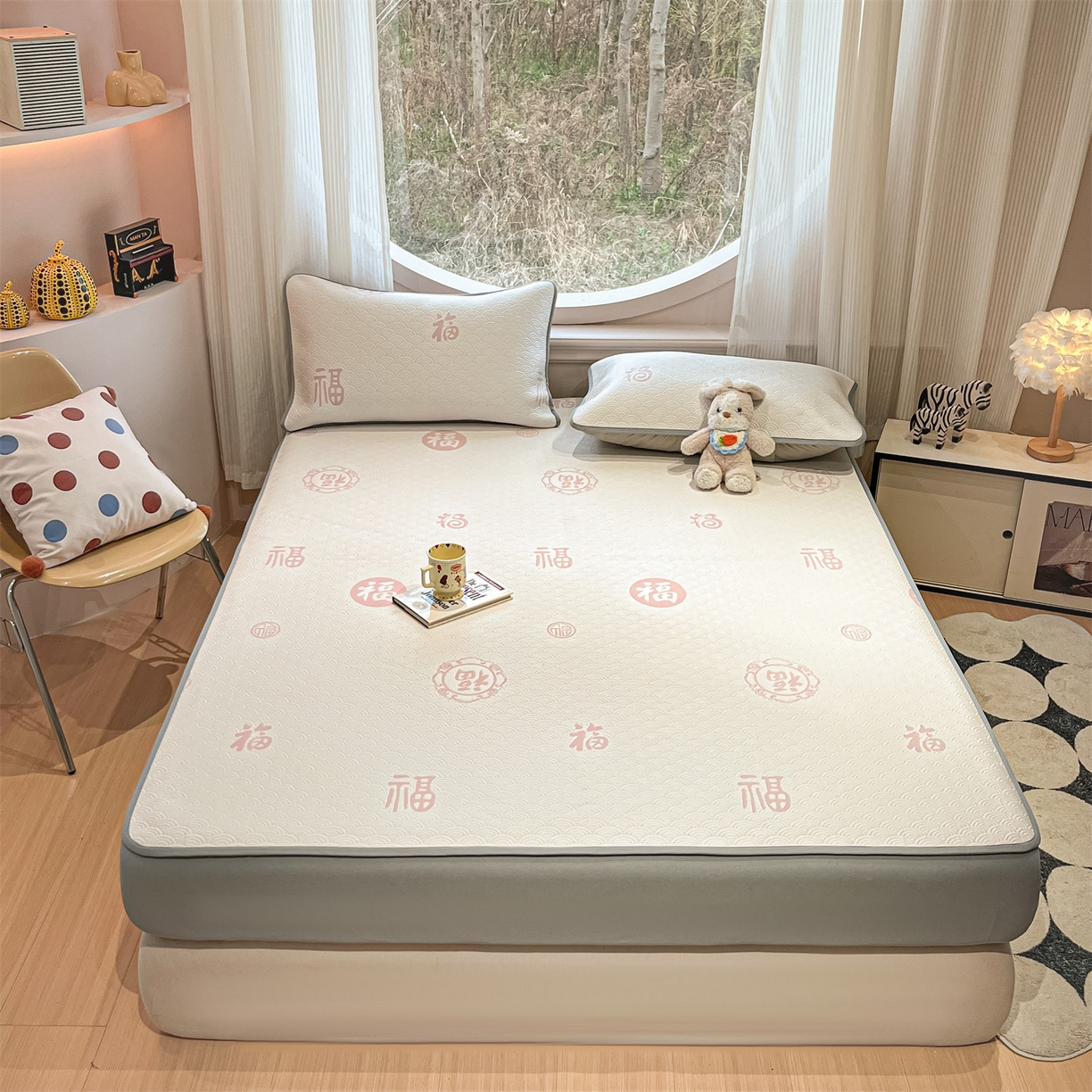 91家纺网 家纺一手货源 找家纺 天之澜家纺 2026新款PE凉豆豆凉席小红书热卖款A类冰豆豆凉席三件套可水洗豆豆凉席-床笠款 福多多