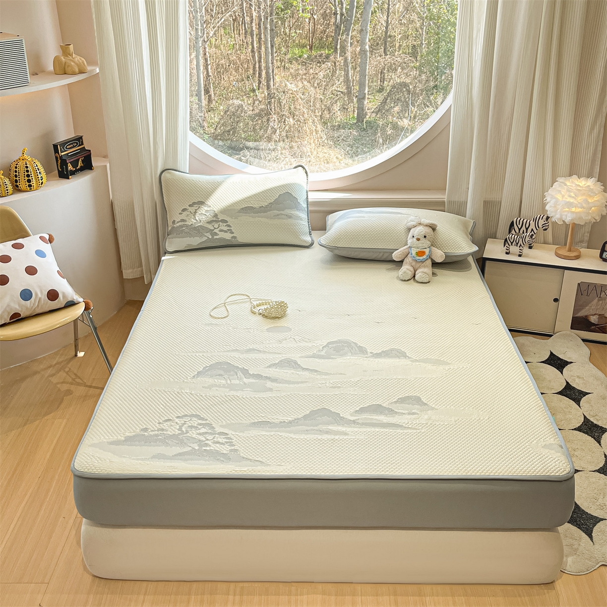 91家纺网 家纺一手货源 找家纺 天之澜家纺 2026新款PE凉豆豆凉席小红书热卖款A类冰豆豆凉席三件套可水洗豆豆凉席-床笠款 平步青云