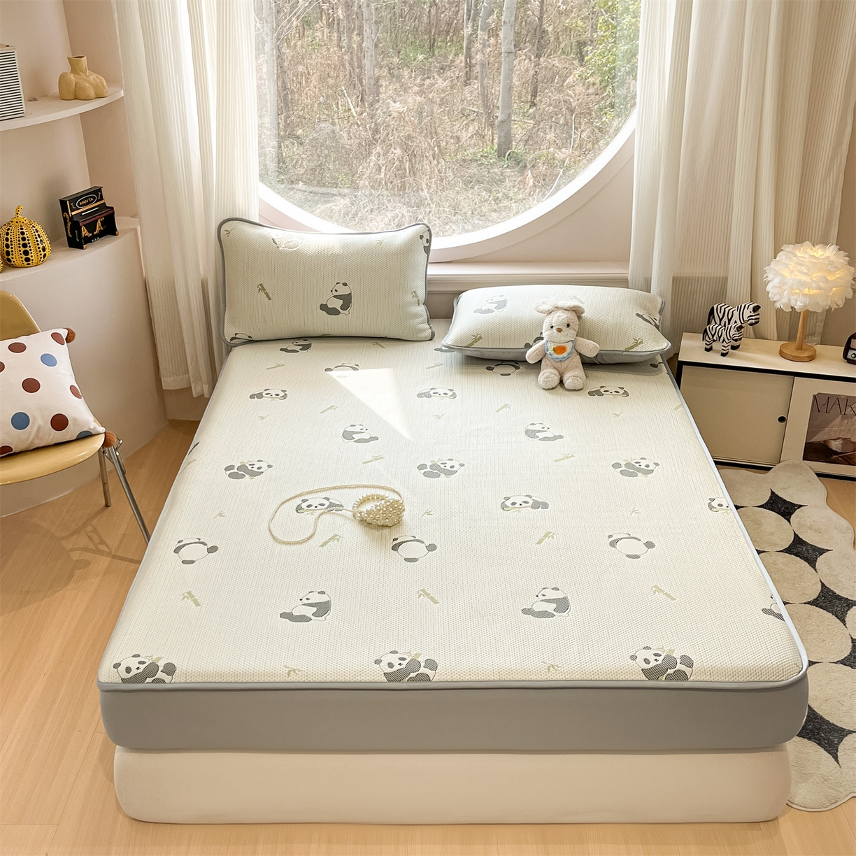 91家纺网 家纺一手货源 找家纺 天之澜家纺 2026新款PE凉豆豆凉席小红书热卖款A类冰豆豆凉席三件套可水洗豆豆凉席-床笠款 国宝