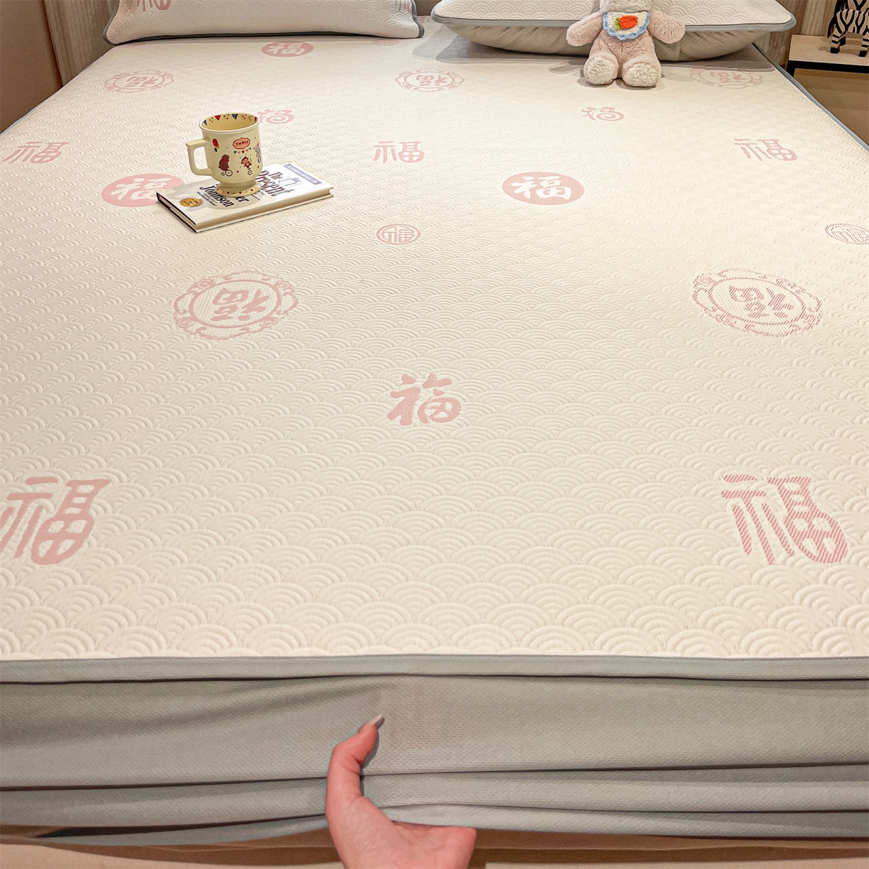 91家纺网 家纺一手货源 找家纺 天之澜家纺 2026新款PE凉豆豆凉席小红书热卖款A类冰豆豆凉席三件套可水洗豆豆凉席-床笠款 福多多