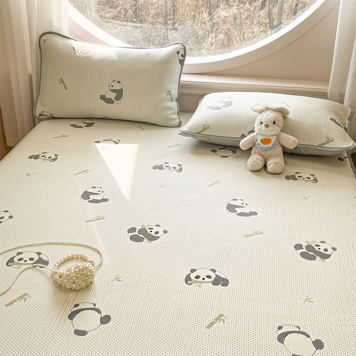 91家纺网 家纺一手货源 找家纺 天之澜家纺 2026新款PE凉豆豆凉席小红书热卖款A类冰豆豆凉席三件套可水洗豆豆凉席-床笠款 国宝