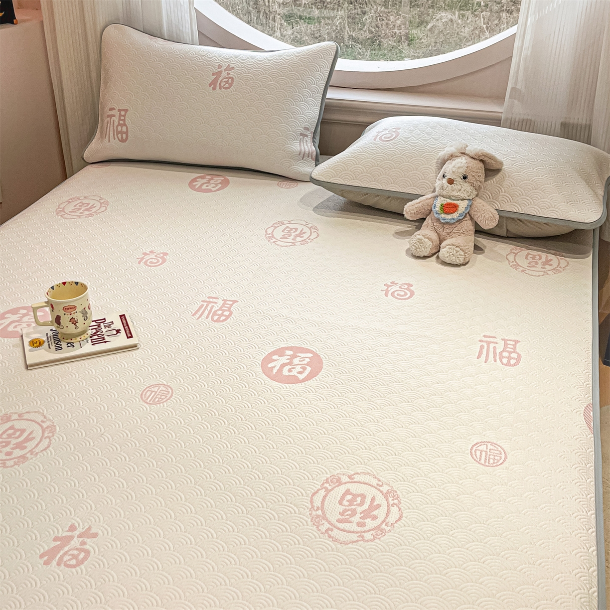 91家纺网 家纺一手货源 找家纺 天之澜家纺 2026新款PE凉豆豆凉席小红书热卖款A类冰豆豆凉席三件套可水洗豆豆凉席-床笠款 福多多