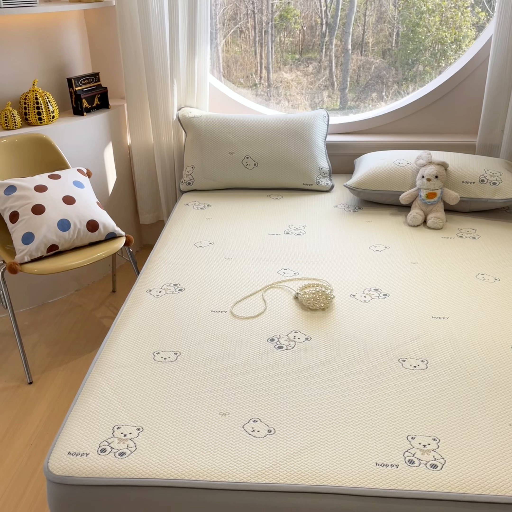 91家纺网 家纺一手货源 找家纺 天之澜家纺 2026新款PE凉豆豆凉席小红书热卖款A类冰豆豆凉席三件套可水洗豆豆凉席-床笠款 熊宝宝