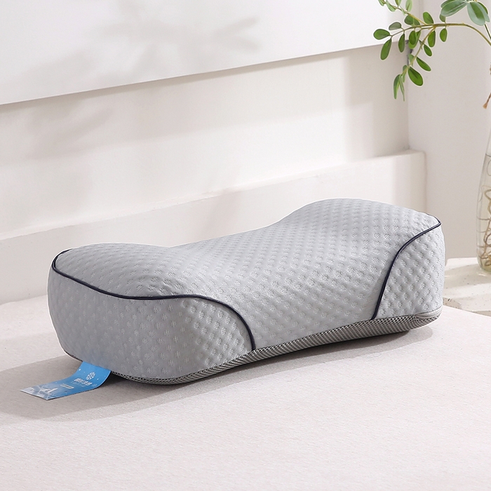 91家纺网 家纺一手货源 找家纺 土多多枕芯 2026新款夏凉凉感丝记忆棉护颈枕头华夫格凉豆豆骨型记忆棉枕头枕芯 骨型记忆棉枕-灰色