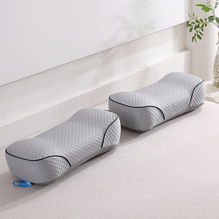 91家纺网 家纺一手货源 找家纺 土多多枕芯 2026新款夏凉凉感丝记忆棉护颈枕头华夫格凉豆豆骨型记忆棉枕头枕芯 骨型记忆棉枕-灰色