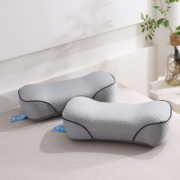 91家纺网 家纺一手货源 找家纺 土多多枕芯 2026新款夏凉凉感丝记忆棉护颈枕头华夫格凉豆豆骨型记忆棉枕头枕芯 骨型记忆棉枕-灰色