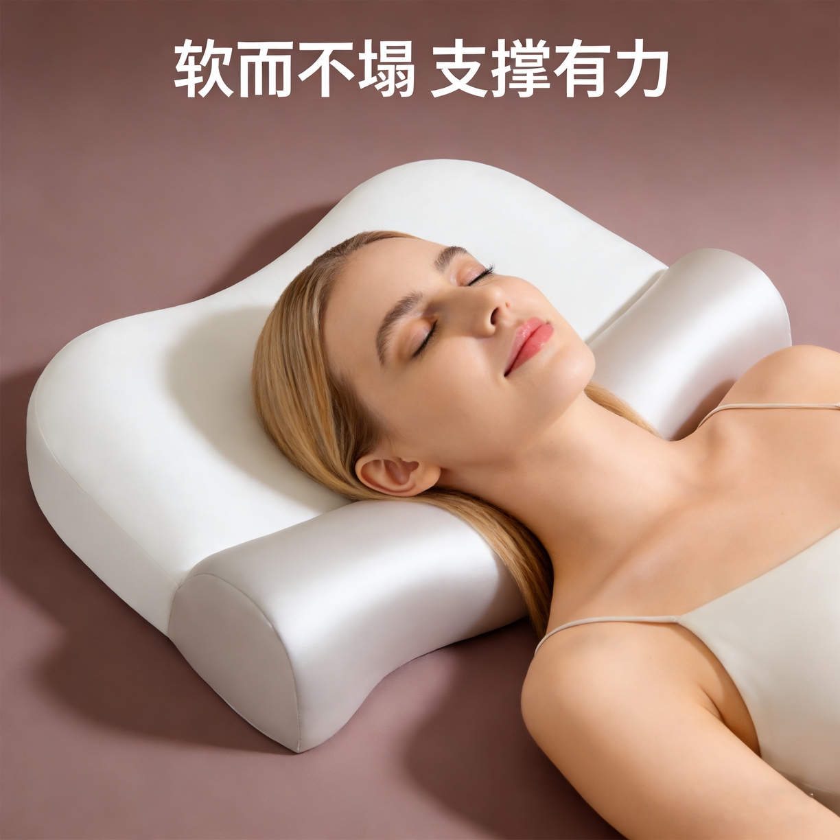 土多多枕芯 2026新款二合一护颈枕牵引记忆枕芯锦氨透气凉感零压深睡记忆枕头枕芯-拍摄二模特图 零压记忆牵引枕-白+灰色