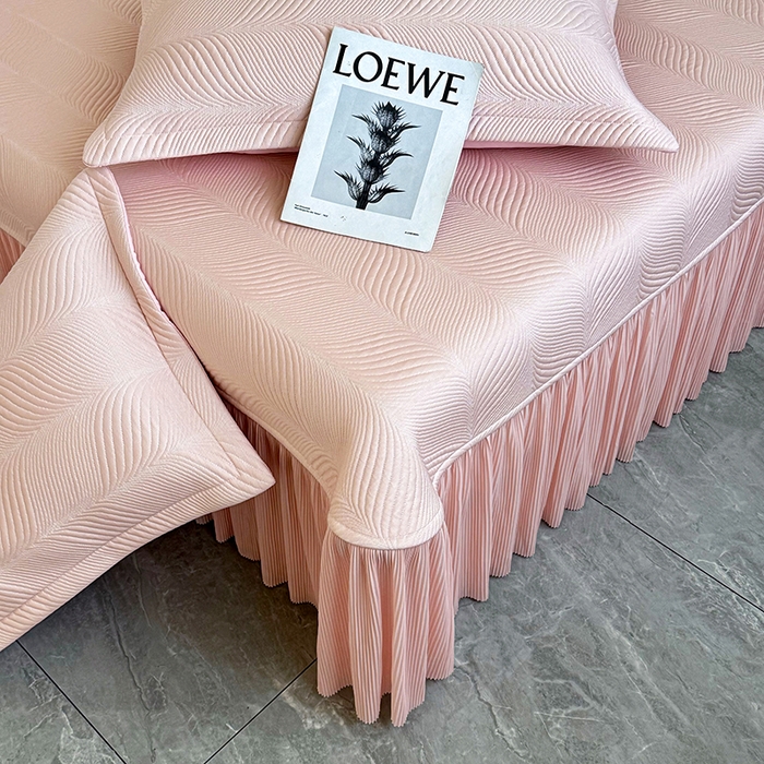 91家纺网 家纺一手货源 找家纺 （总）金绣美居 2026新款高分子PE复合压褶床裙凉席-冰川