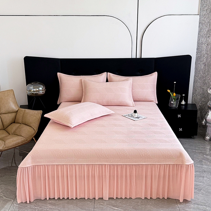 91家纺网 家纺一手货源 找家纺 （总）金绣美居 2026新款高分子PE复合压褶床裙凉席-冰川,冰川-粉色,冰川-灰色,冰川-蓝色,冰川-香槟色