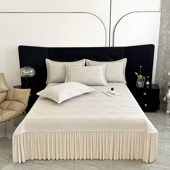 91家纺网 家纺一手货源 找家纺 （总）金绣美居 2026新款高分子PE复合压褶床裙凉席-冰川