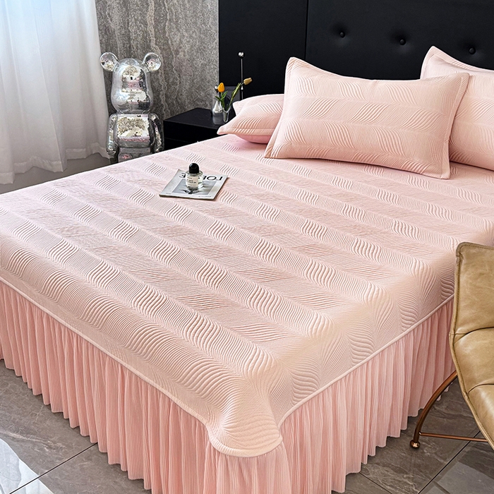 91家纺网 家纺一手货源 找家纺 （总）金绣美居 2026新款高分子PE复合压褶床裙凉席-冰川