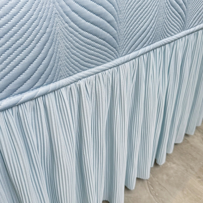 91家纺网 家纺一手货源 找家纺 金绣美居 2026新款高分子PE复合压褶床裙凉席-冰川 冰川-蓝色