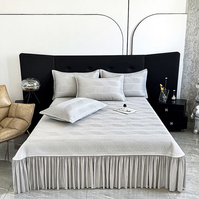 91家纺网 家纺一手货源 找家纺 （总）金绣美居 2026新款高分子PE复合压褶床裙凉席-冰川