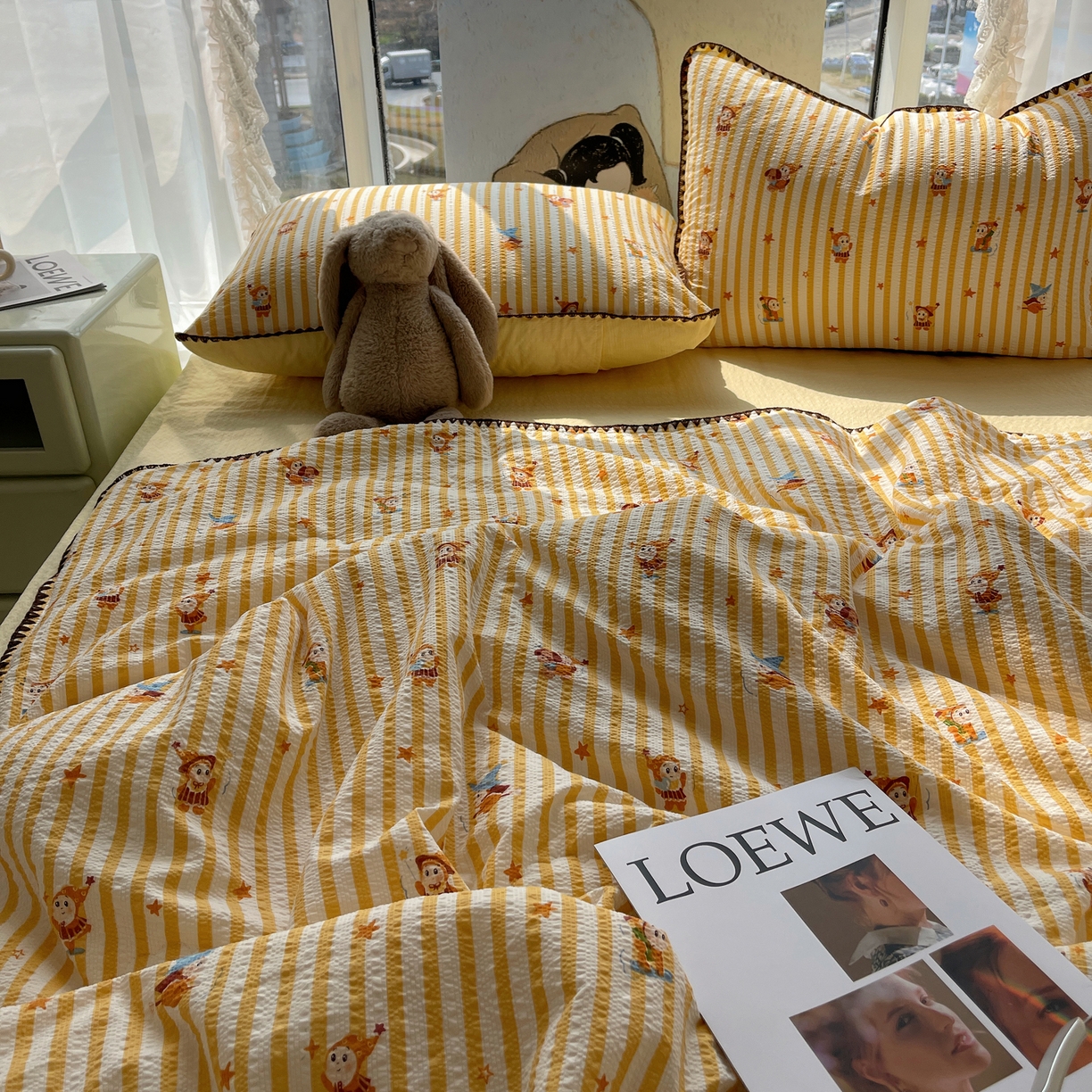 91家纺网 家纺一手货源 找家纺 贝扬思家纺 2026新款泡芙纱贝壳边夏被套件-欧包系列（今天也只做被快乐包裹的小朋友） 欧包-魔法星星