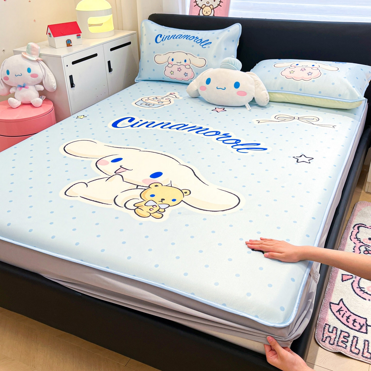 91家纺网 家纺一手货源 找家纺 （总）暮思家居 2026新款正版授权A类大版数码印花三丽鸥1200D冰丝凉席可组合仿锦氨夏被