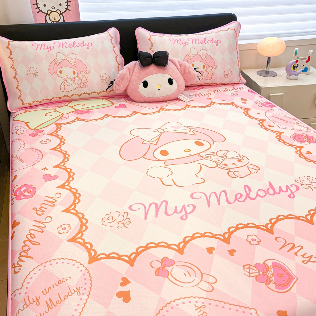 91家纺网 家纺一手货源 找家纺 暮思家居 2026新款正版授权A类大版数码印花三丽鸥1200D冰丝凉席可组合仿锦氨夏被 床笠款-公主美乐蒂