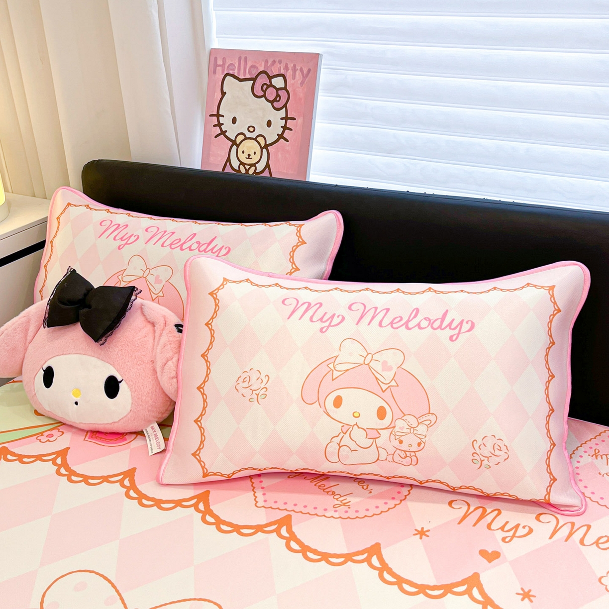 91家纺网 家纺一手货源 找家纺 暮思家居 2026新款正版授权A类大版数码印花三丽鸥1200D冰丝凉席可组合仿锦氨夏被 床笠款-公主美乐蒂