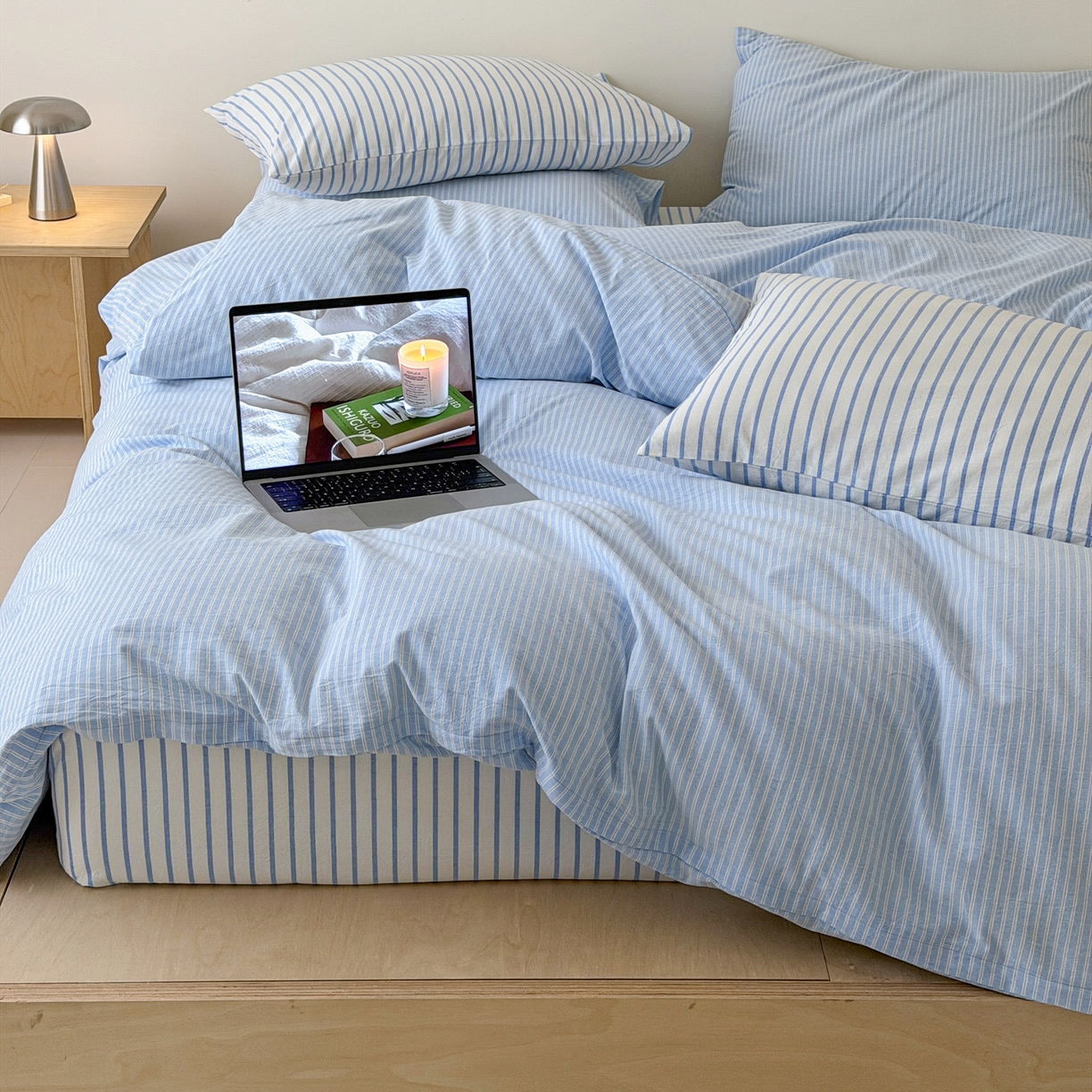 91家纺网 家纺一手货源 找家纺 （总) 全棉色织水洗棉四件套良品纯棉日式简约宿舍学生三件套