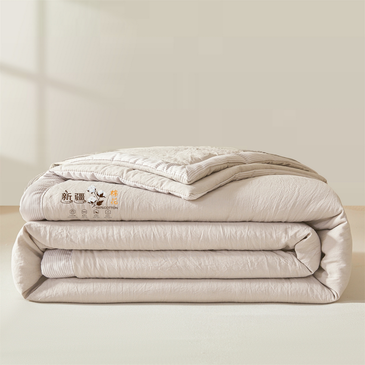 易博家纺 2026新款100%新疆棉花被夏被无印夏凉被空调被薄被被芯被子可水洗可机洗 新疆棉花-云灰