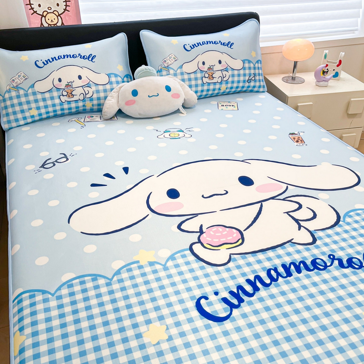 91家纺网 家纺一手货源 找家纺 暮思家居 2026新款正版授权A类大版数码印花三丽鸥1200D冰丝凉席可组合仿锦氨夏被 床笠款-快乐玉桂狗